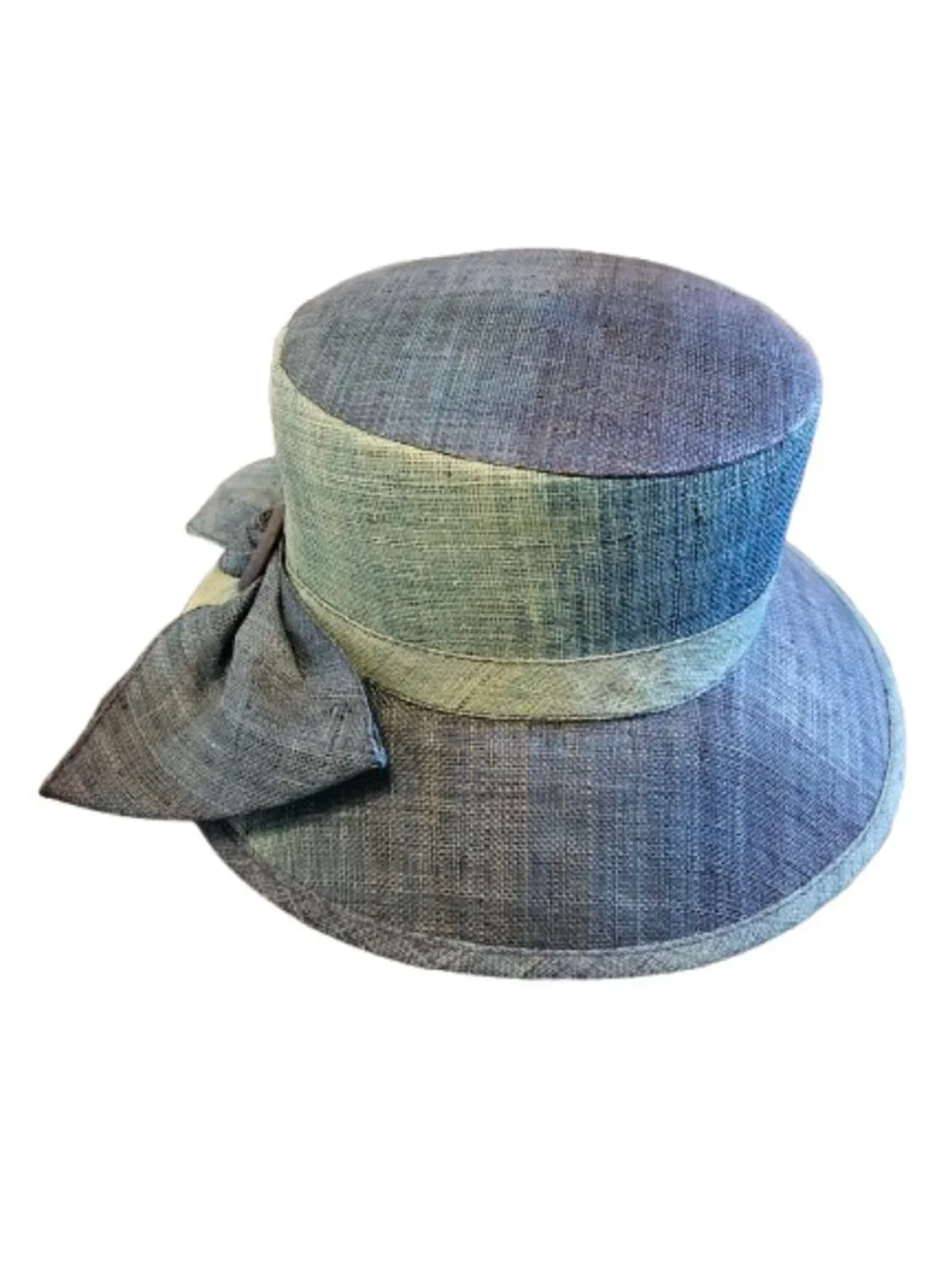Liz Claiborne Vintage-inspired Blue Green Toned Sinamay Straw Derby Style Hat